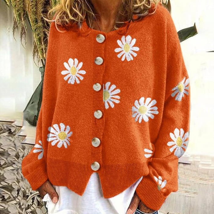 Angel™ Cute Cardigan With Daisies