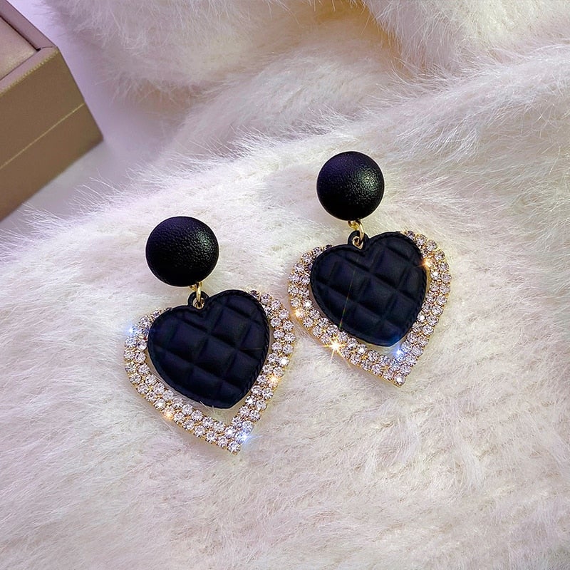 Black Gold Heart-Shaped Earrings