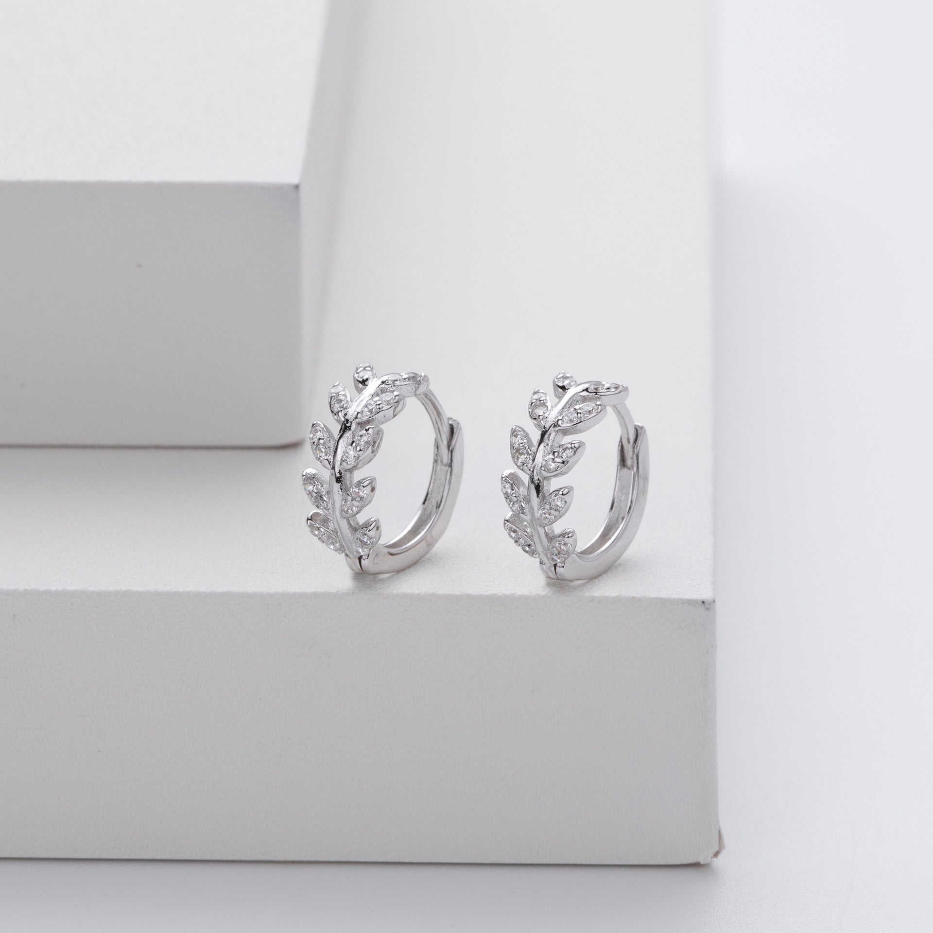 Silver Leaf-Shaped Earrings