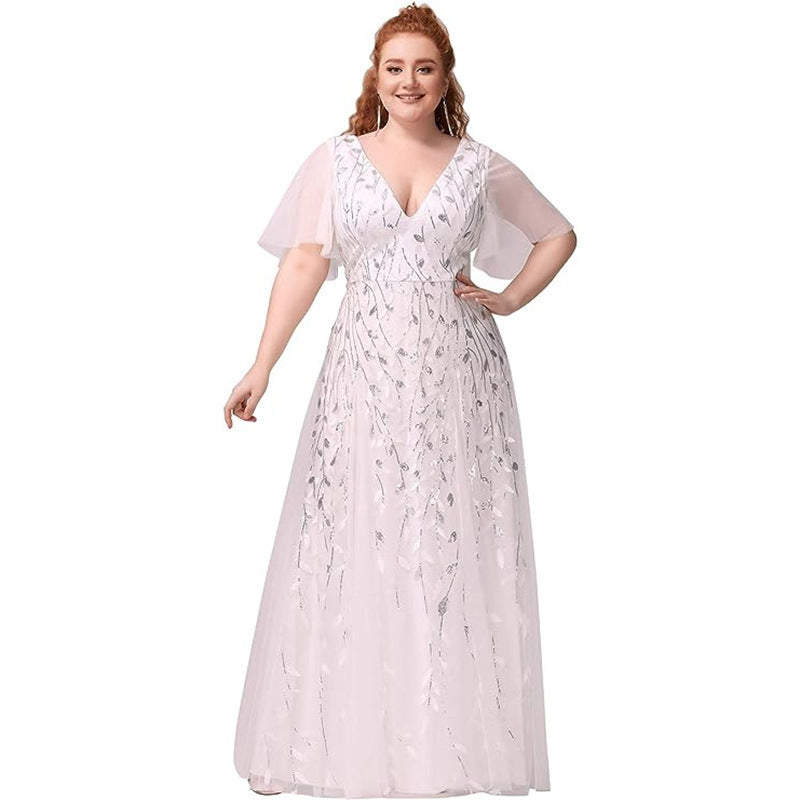 Serena | Plus Size Sequined Mesh Fishtail Evening & Bridesmaid Dress