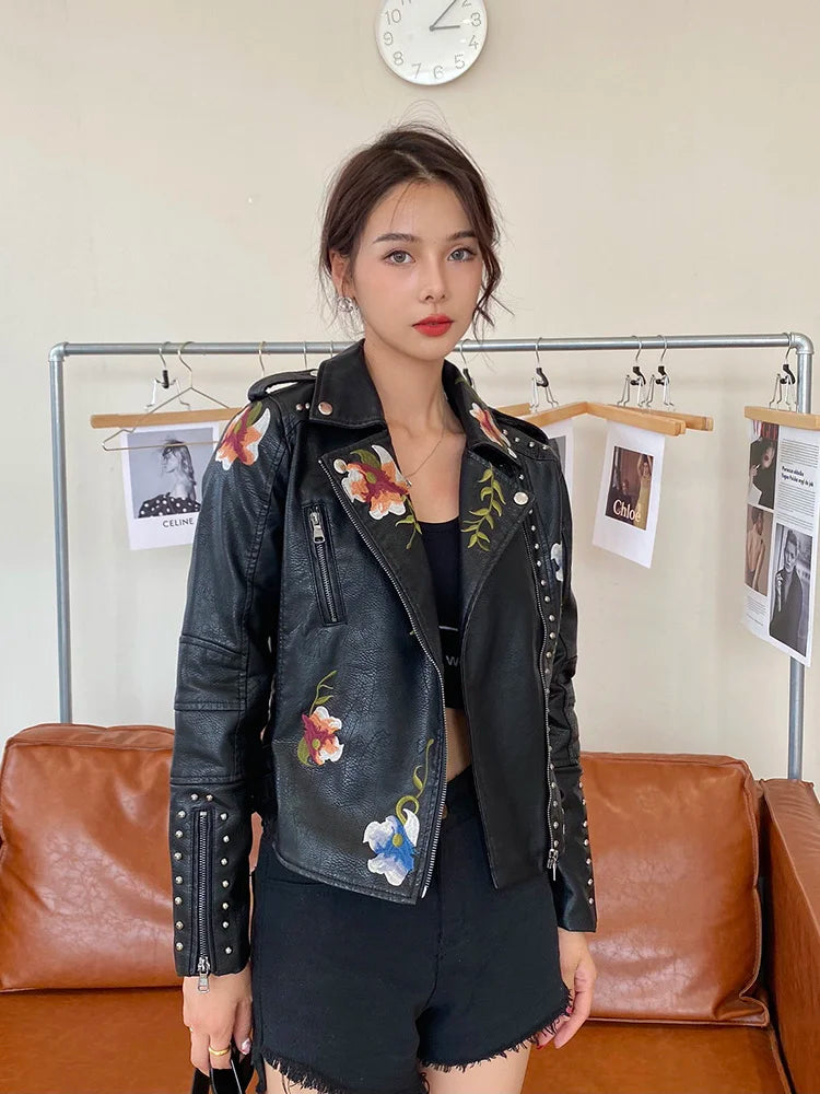 Rose™ Ladies Floral Leather Jacket