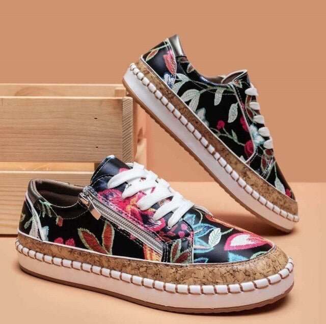 Oluchi Floral Orthopedic Zipper Sneakers