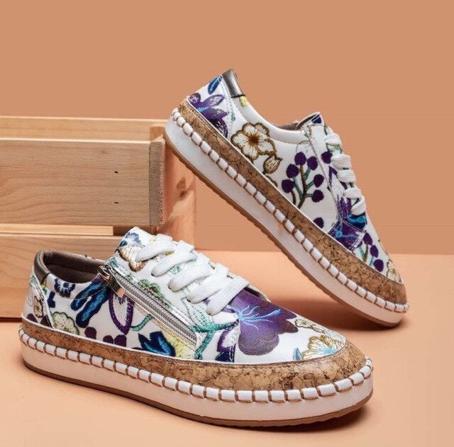 Oluchi Floral Orthopedic Zipper Sneakers