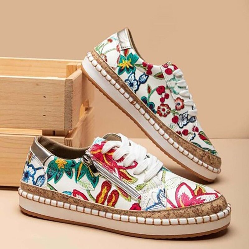 Oluchi Floral Orthopedic Zipper Sneakers