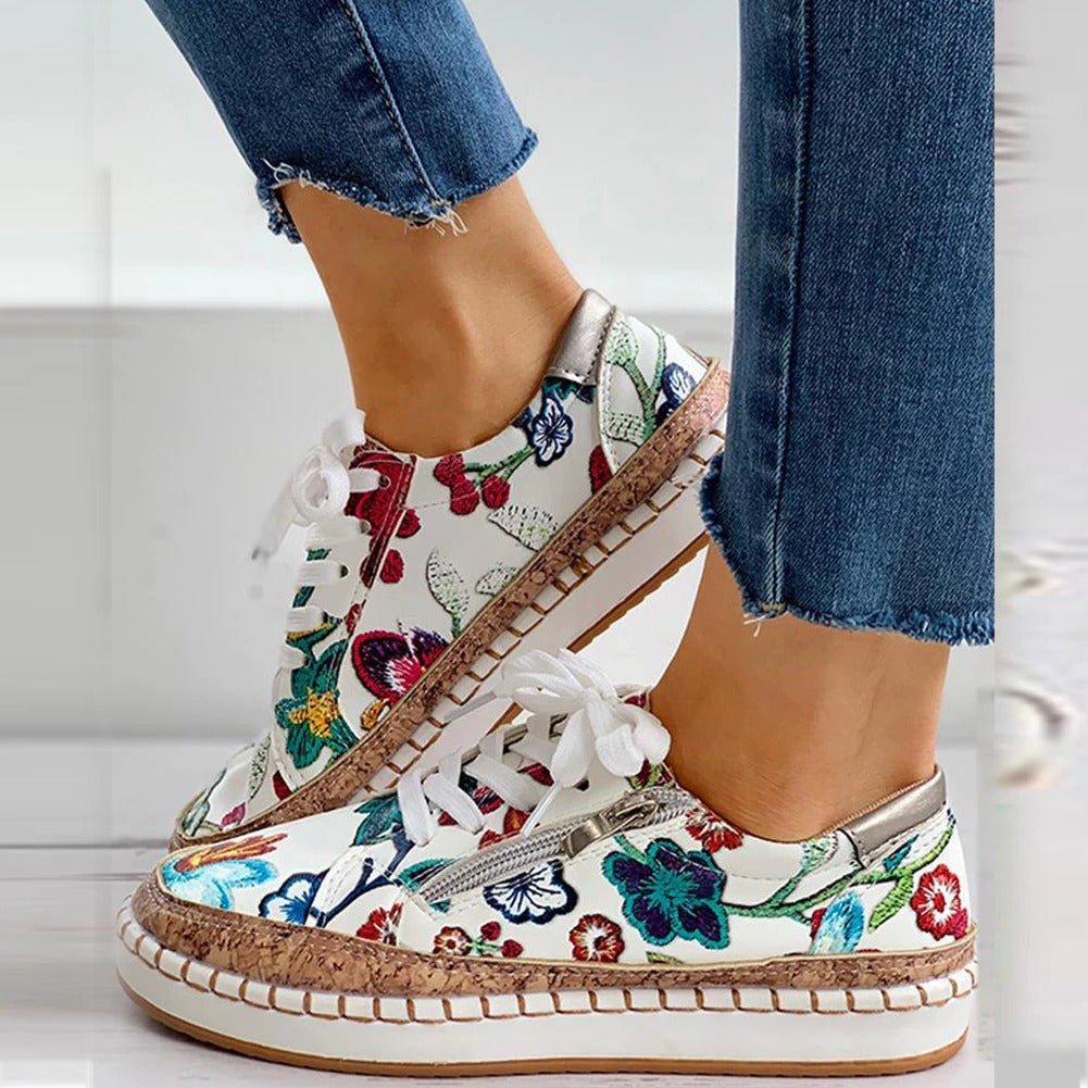 Oluchi Floral Orthopedic Zipper Sneakers