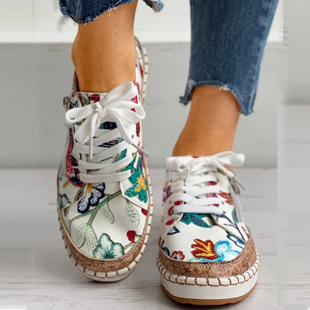 Oluchi Floral Orthopedic Zipper Sneakers