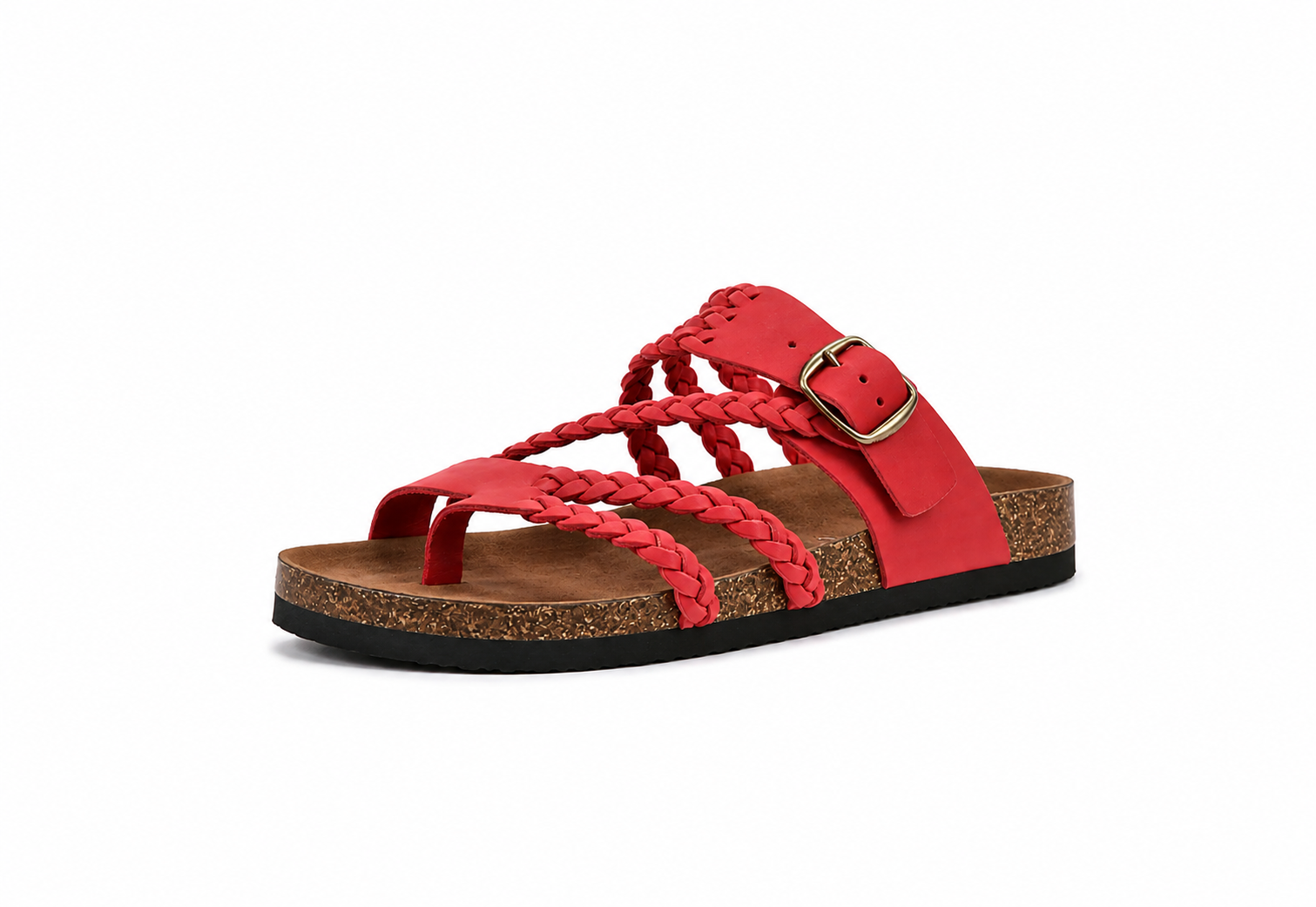 Hayleigh Braided Cork Orthopaedic Sandals - Single Buckle