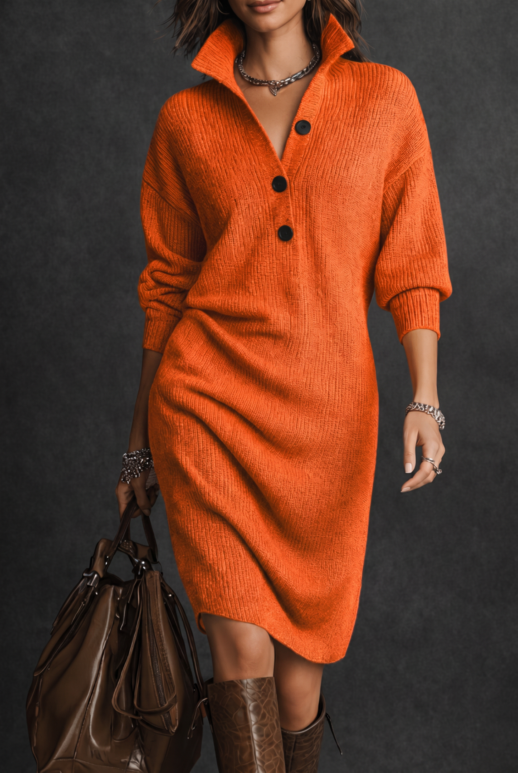 Amber | Mid-Length Sweater Dress