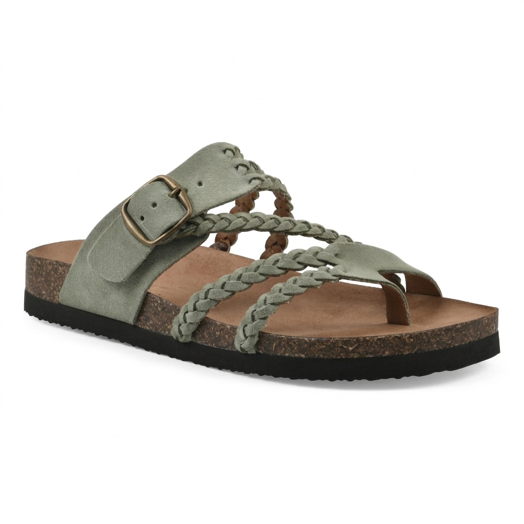 Hayleigh Braided Cork Orthopaedic Sandals - Single Buckle