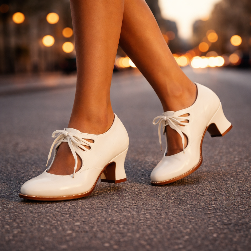 Camille Leather Lace Heels
