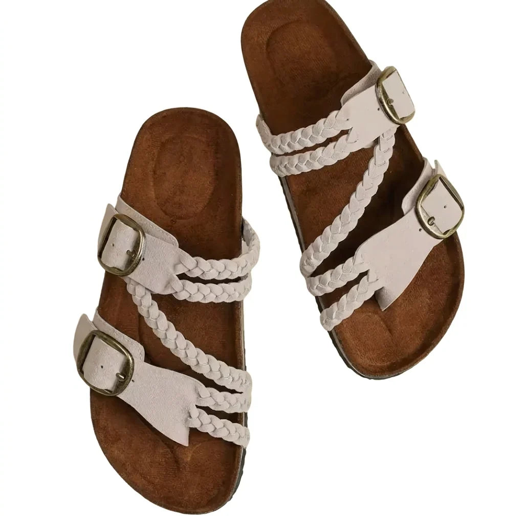 Hayleigh Braided Cork Orthopaedic Sandals - Single Buckle