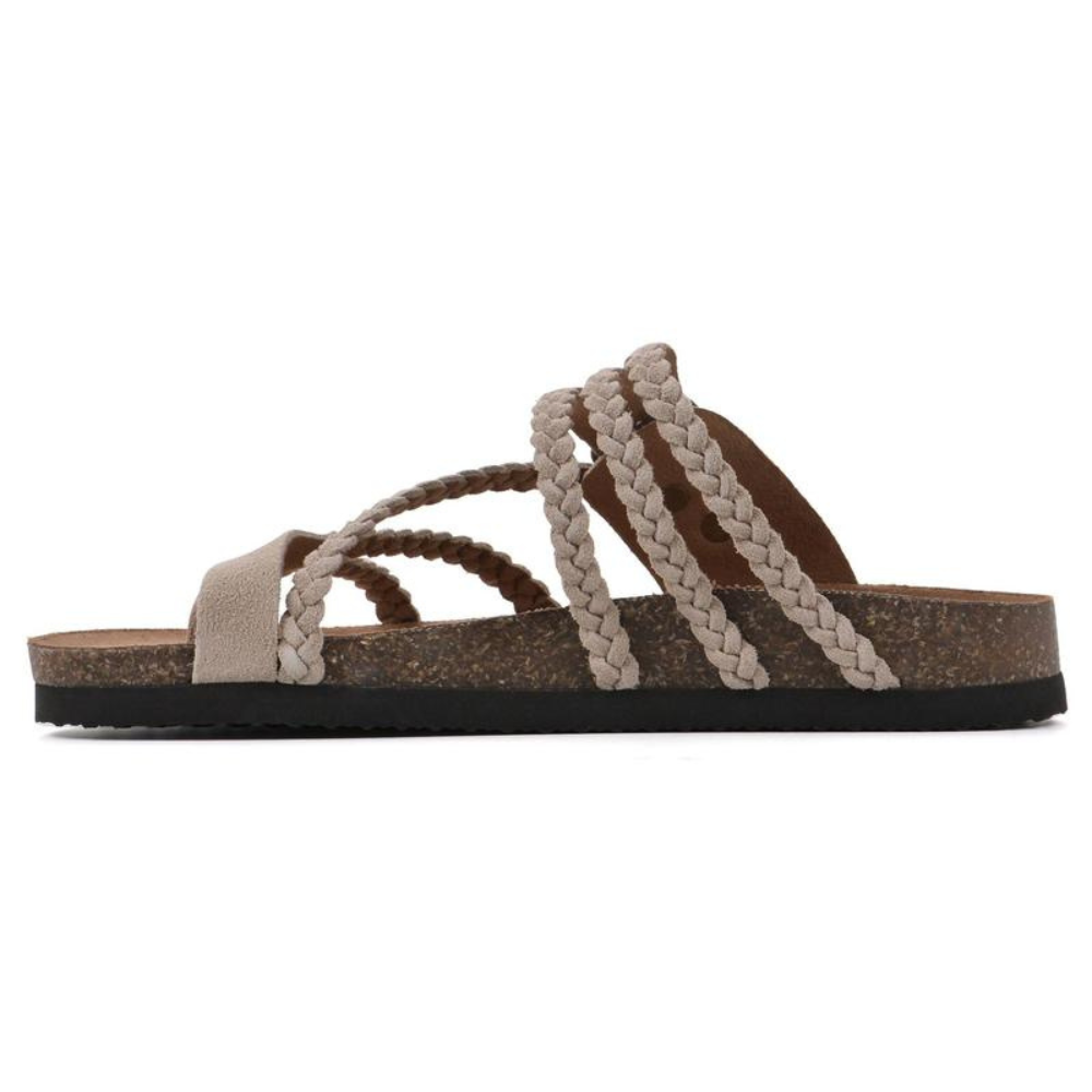 Hayleigh Braided Cork Orthopaedic Sandals - Single Buckle