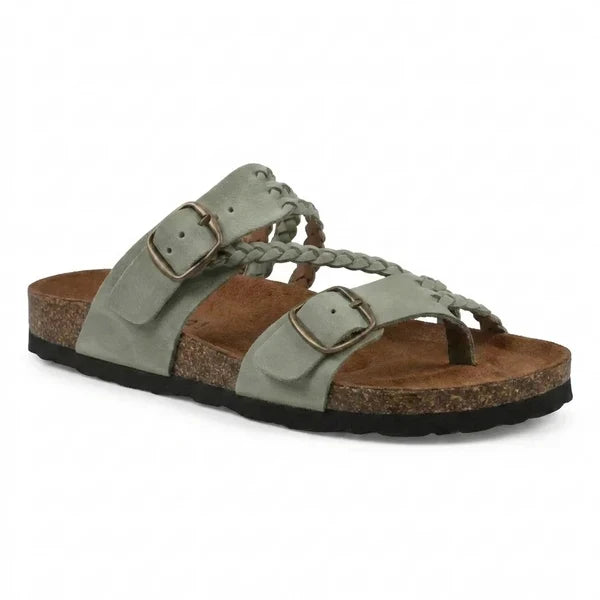 Hayleigh Braided Cork Orthopaedic Sandals - Single Buckle