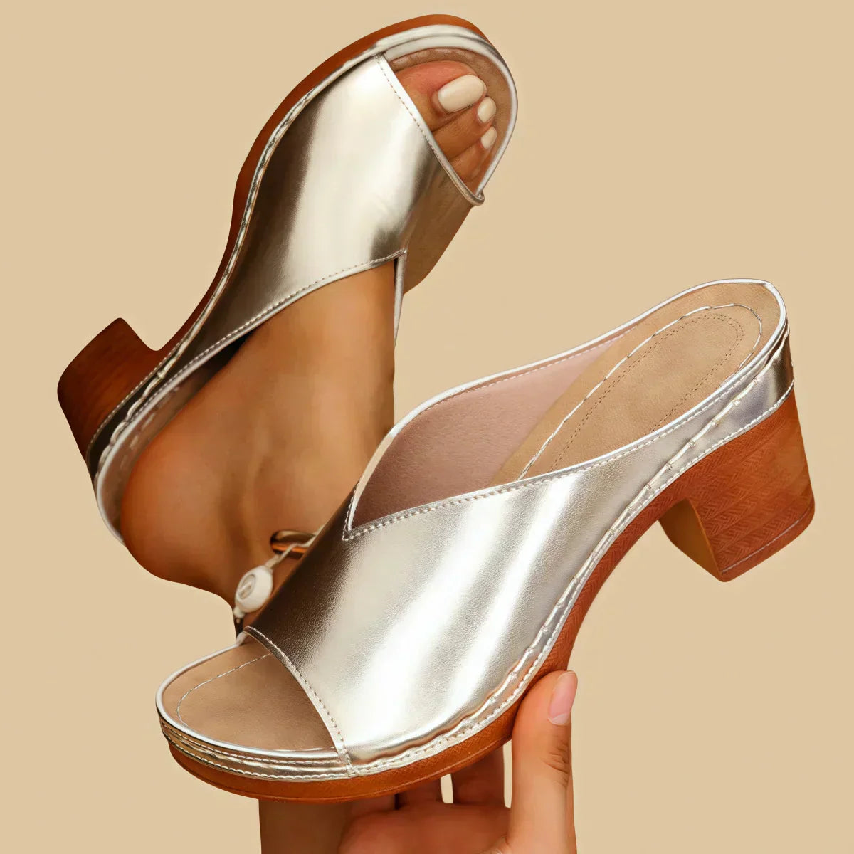 Navy™ Orthopedic Thick Heel Sandals