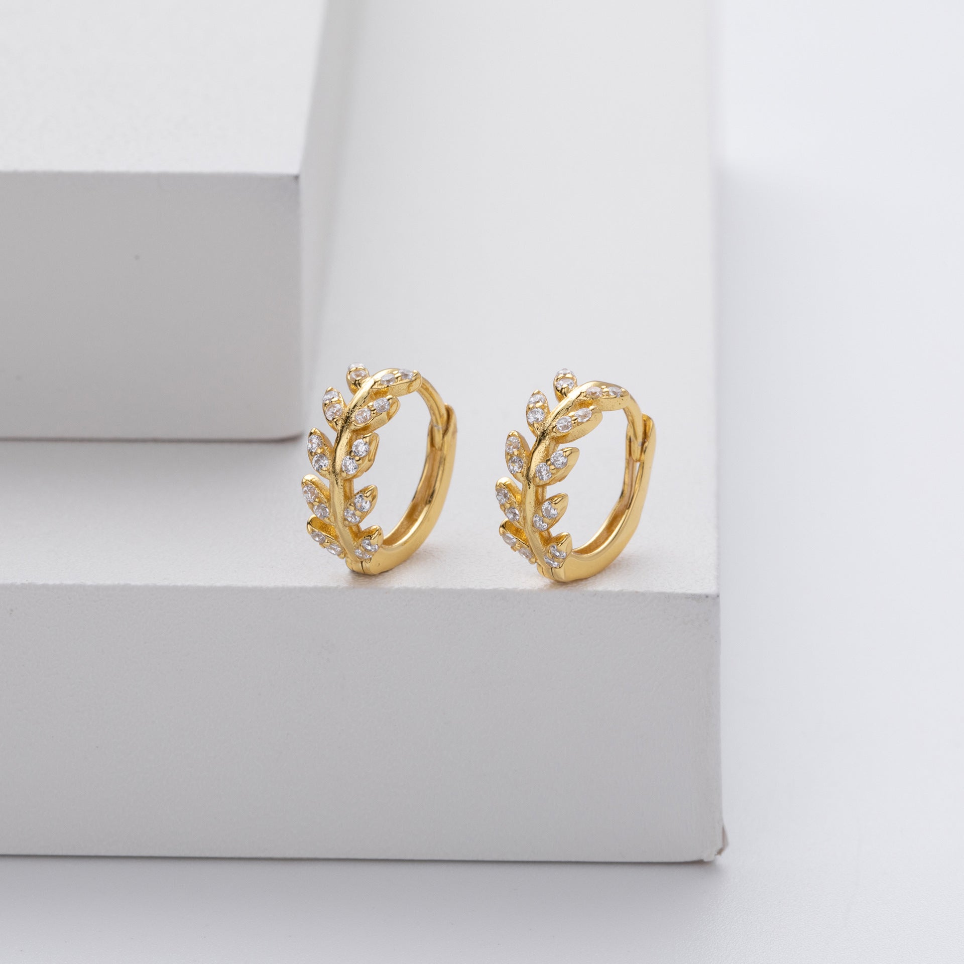 Silver Leaf-Shaped Earrings