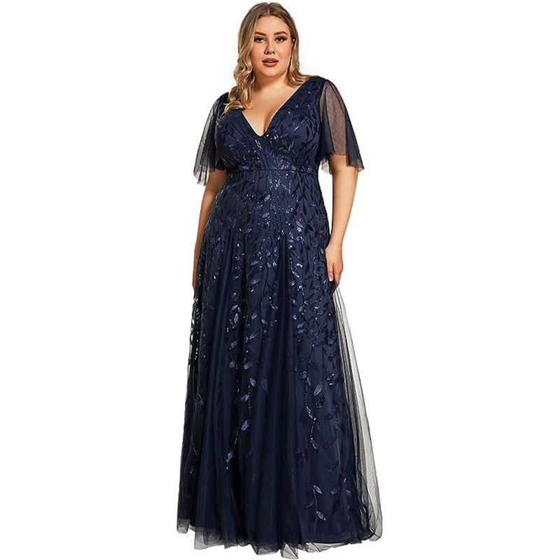 Serena | Plus Size Sequined Mesh Fishtail Evening & Bridesmaid Dress