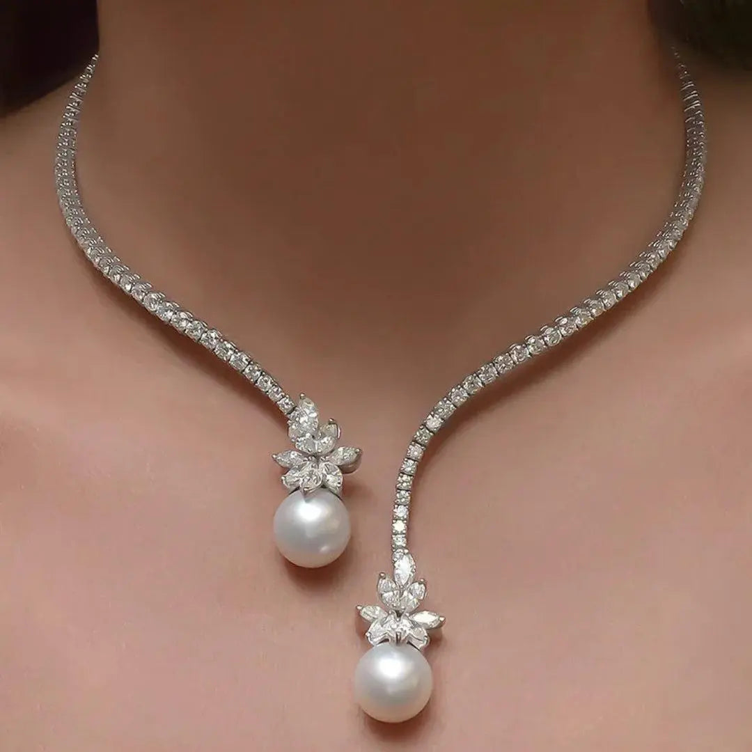 Elegant and Bright Necklace with Sterling Silver Pearls