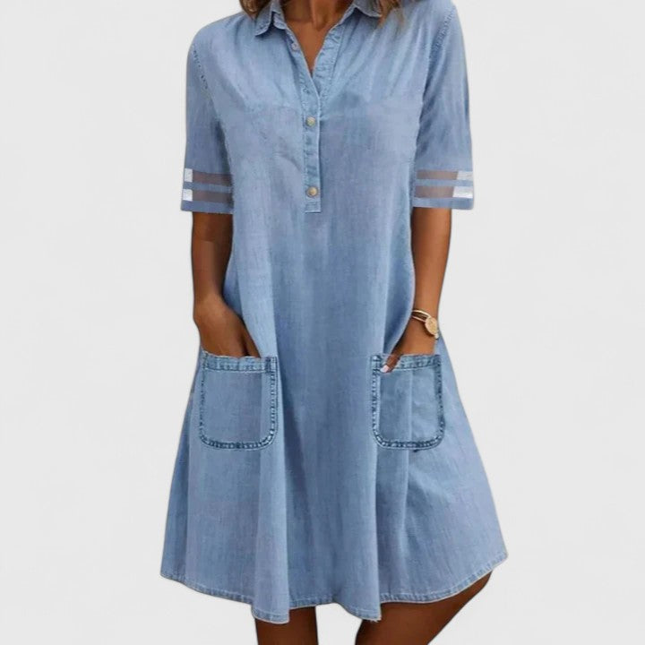 BRITTANY | FIGURE FLATTERING DENIM LOOK DRESS