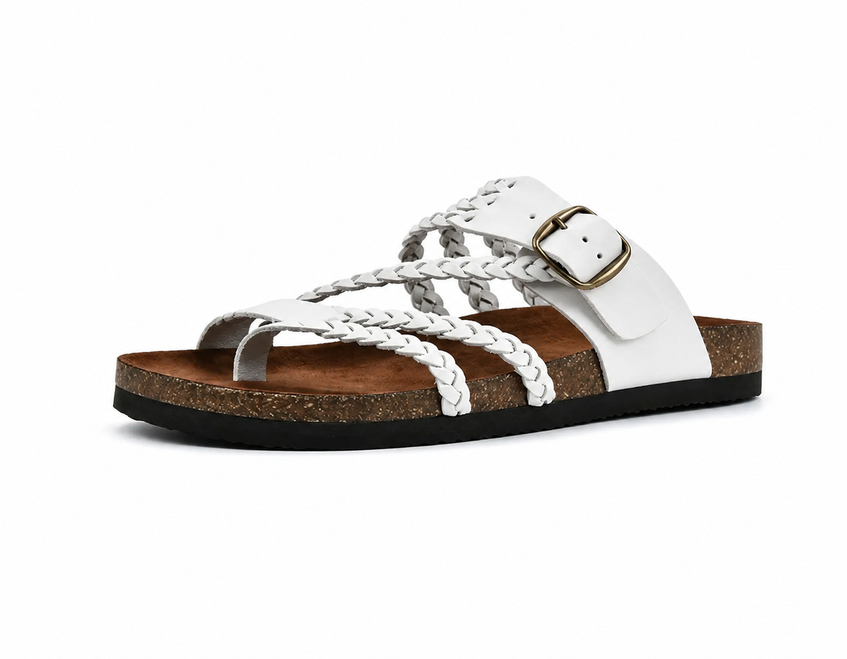 Hayleigh Braided Cork Orthopaedic Sandals - Single Buckle