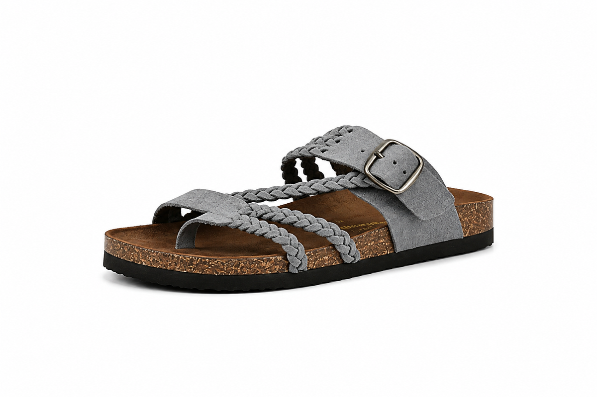 Hayleigh Braided Cork Orthopaedic Sandals - Single Buckle