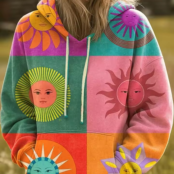 Dawnella™ | Bohemian Multicolor Patchwork Hoodie